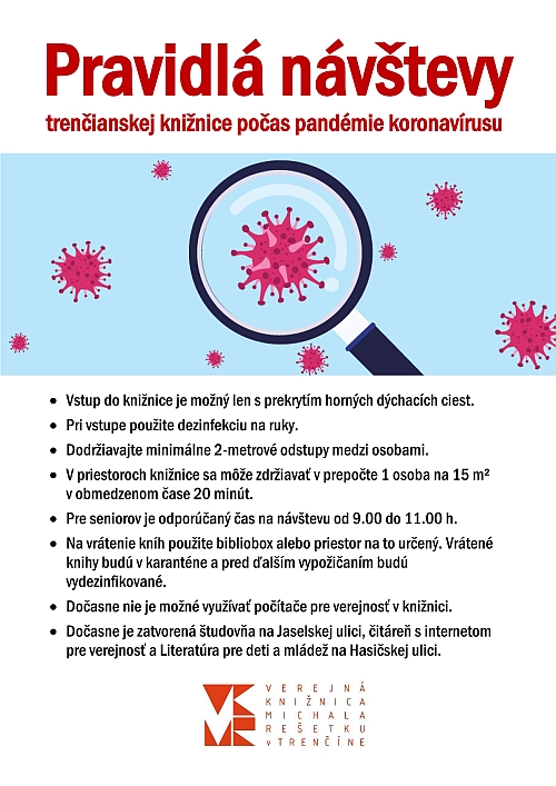 Pravidlá návštevy v trenčianskej knižnici počas pandémie (aktualizované)