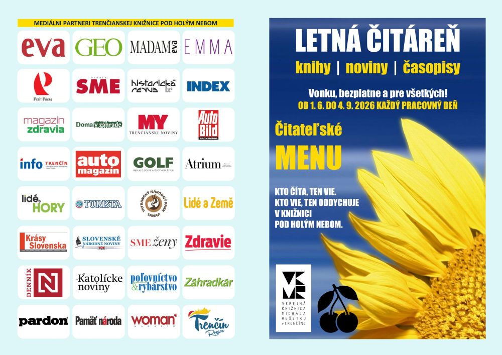 Letná čitáreň - čitateľské menu (2026)