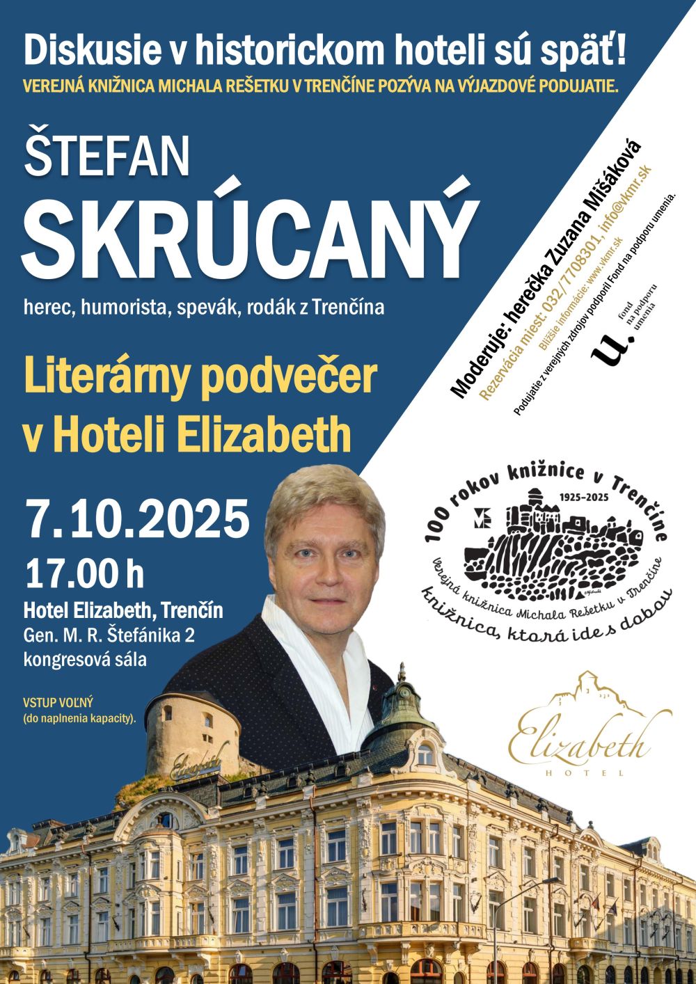 Literárny podvečer v Hoteli Elizabeth: ŠTEFAN SKRÚCANÝ