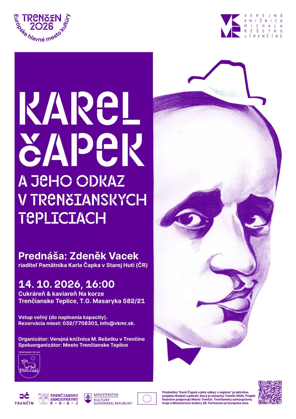 Pozvánka na podujatie - Karel Čapek a jeho odkaz v Trenčianskych Tepliciach (Hľadači a pátrači)