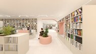 Oáza vedomostí prepojí oddelenie odbornej literatúry so študovňou. Zdroj: Patyzone design.